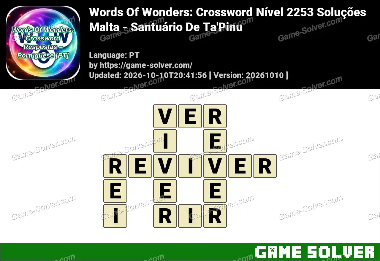 Words Of Wonders: Crossword Nível 2253 Soluções – Malta – Santuário De Ta’Pinu